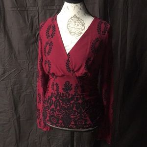 Apt. 9 sheer red and black blouse